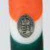 Nemzeti színű henger gyertya 15cm, ón koszorús címerrel (3, 2